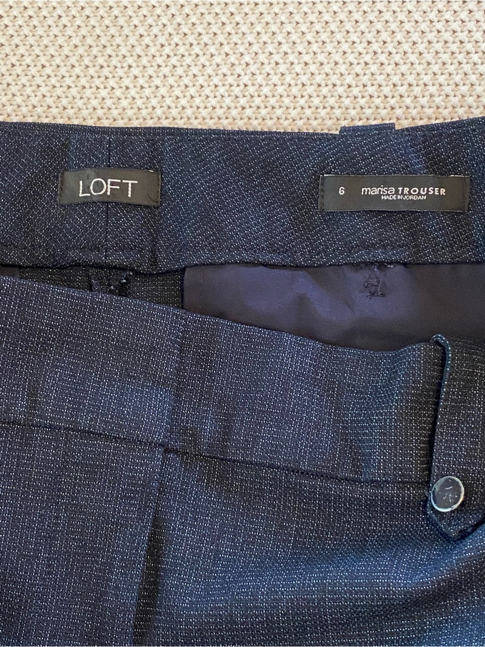 LOFT Dark Navy Straight-Leg Trousers - Picture 8 of 15